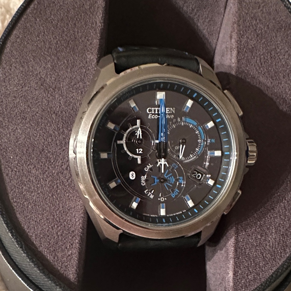 Citizen Men's Silver and Black Chronograph Watch - Picture 2 of 3
